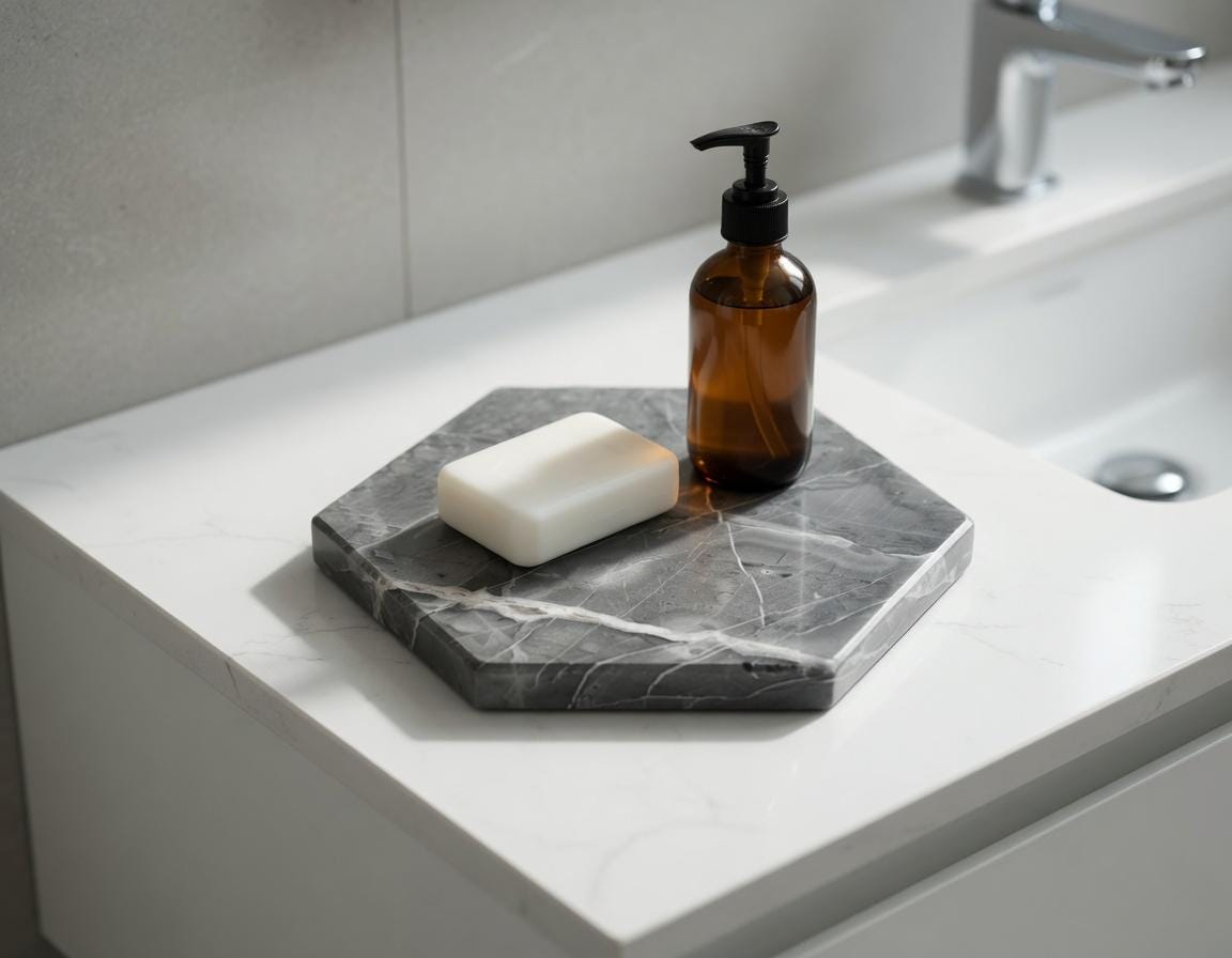 Vogue Gray Marble Hexagon Handmade Tray/Trivet Available in various sizes 6" to 18" perfect centerpiece Free Shipping