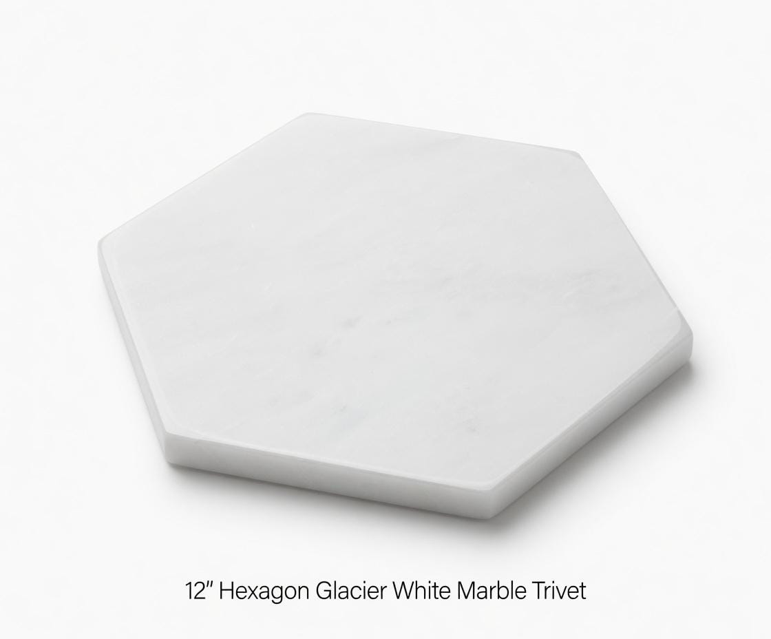 Glacier White Marble Trivets / Tabletops / Decorative Marble Pieces in many shapes and sizes FREE SHIPPING