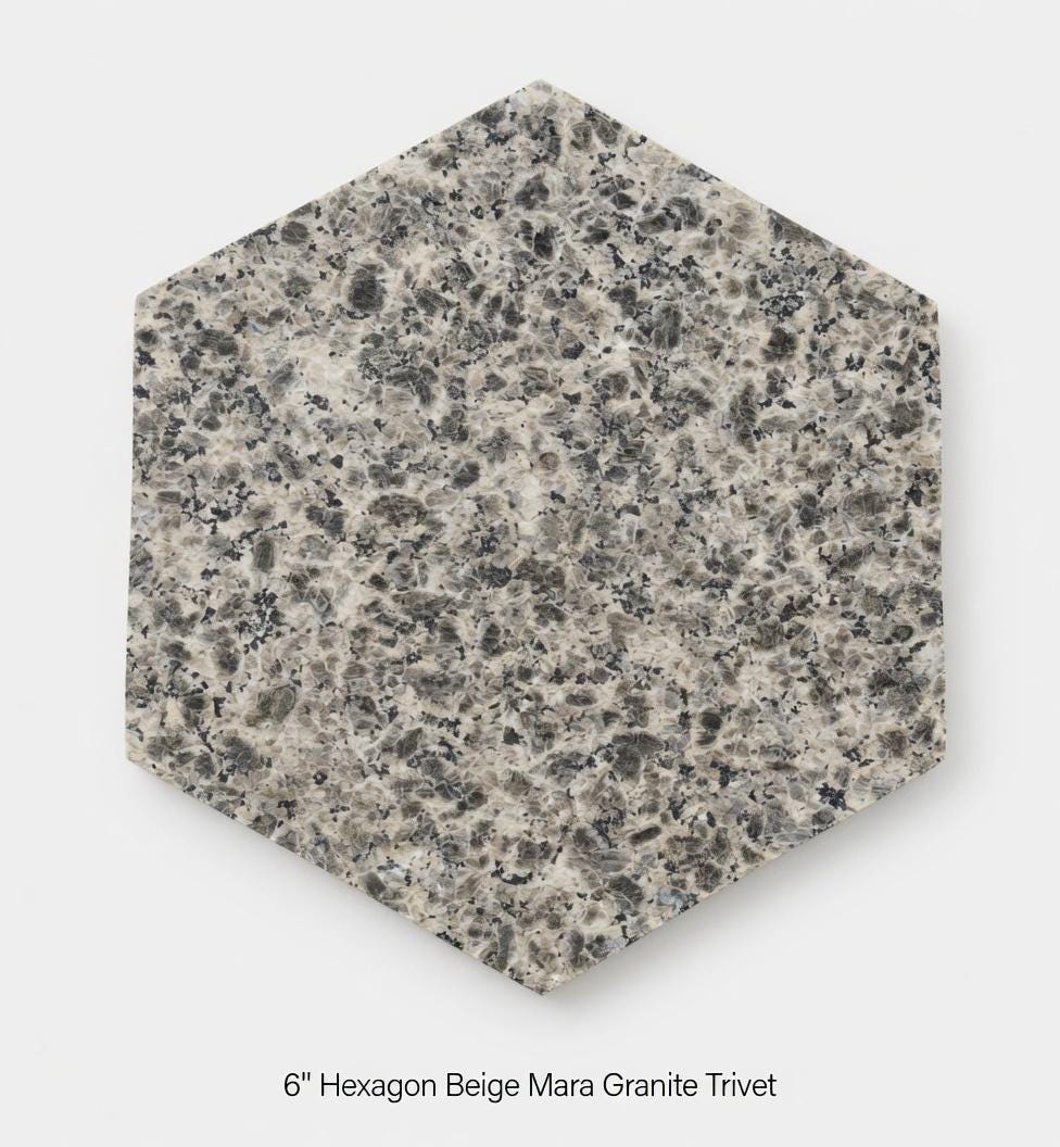 Beige Mara Granite Trivets,  Hot plate. Perfect to protect your table from hot pots 6" circle, also square, and hexagon. Free Shipping