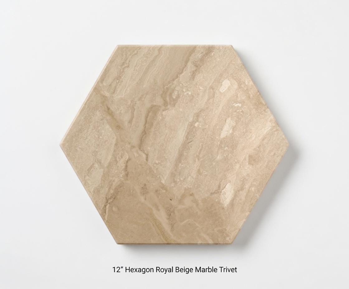 Handmade Cappuccino Marble,  Hot plate. Perfect to protect your table from hot pots and pans 12" available in 3 shapes.