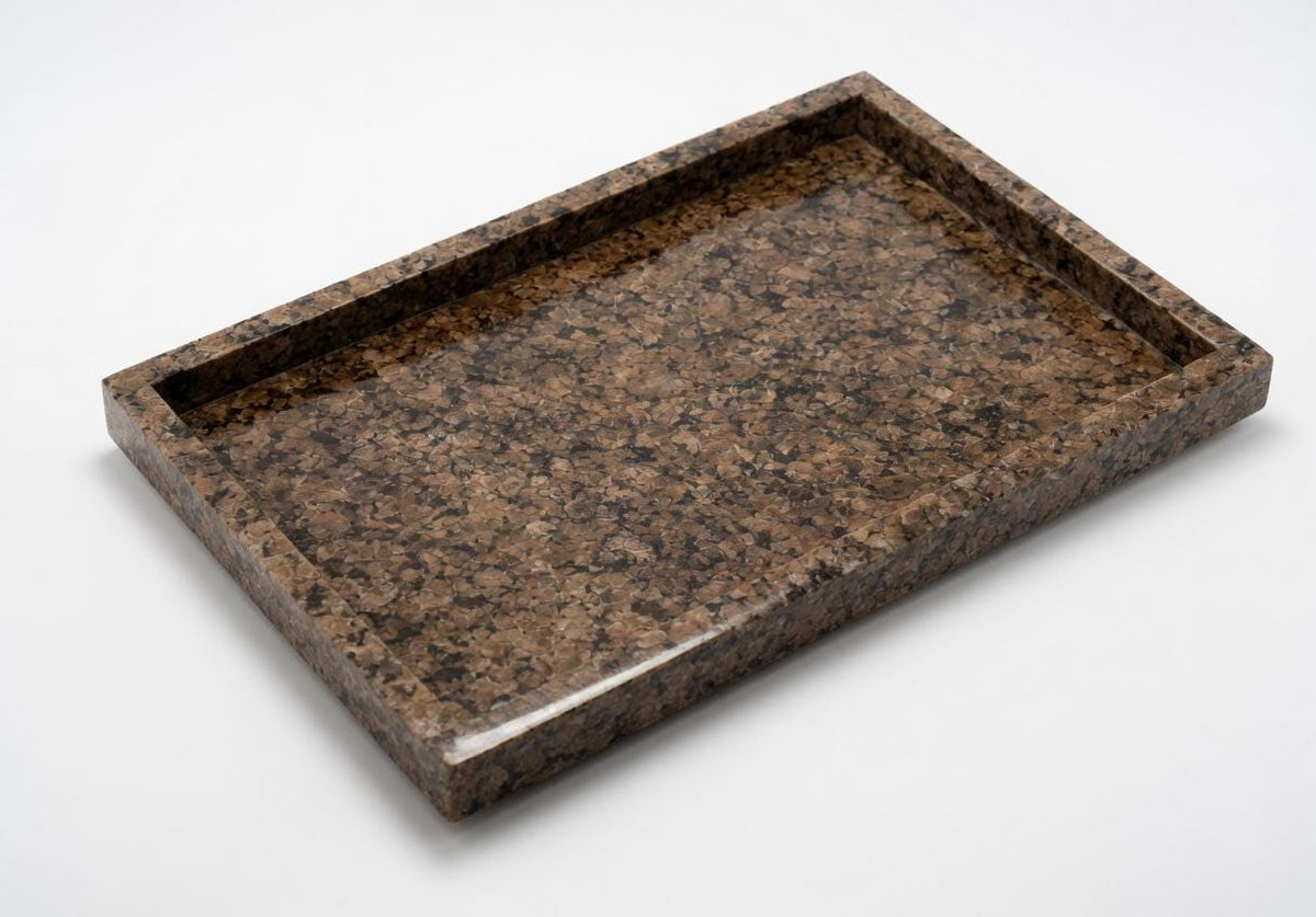 Handmade Tropical Brown Granite Tray 10"×6 3/4" height 1" A deep dark brown and beige FREE SHIPPING
