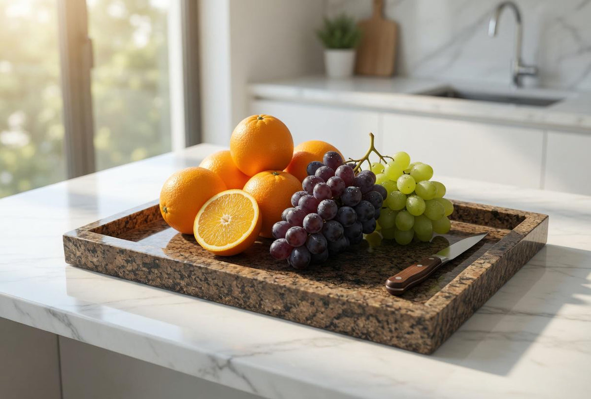 Handmade Tropical Brown Granite Tray 10"×6 3/4" height 1" A deep dark brown and beige FREE SHIPPING