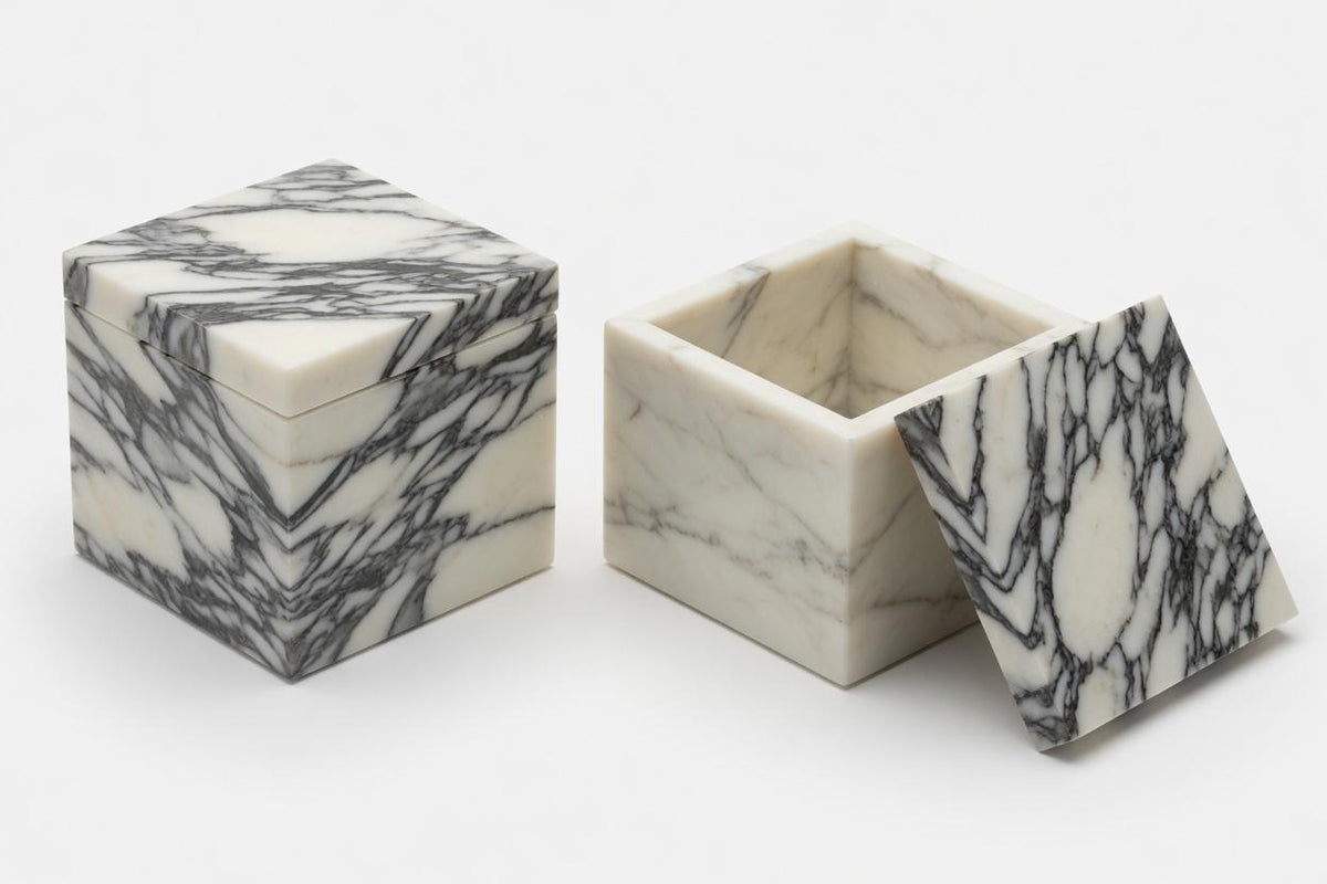 Amaretto Viola Marble Box 3" x 3" Beautiful white purple veined marble with golden tones FREE SHIPPING,ENGRAVING