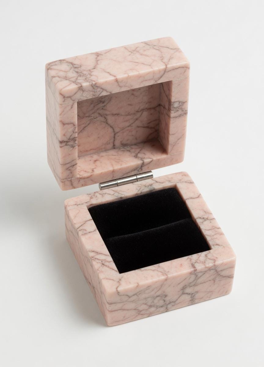 Coral Notte Pink Marble Ring Box a beautiful box perfect for a proposal or display a perfect keepsake that will be treasure forever
