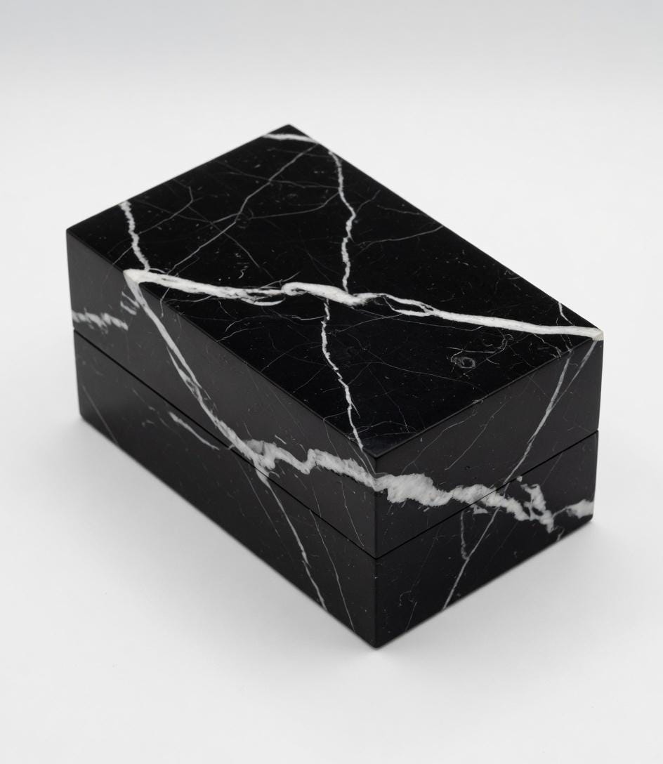 Nero Marquina Marble Double Ring Box a beautiful box perfect for a proposal or display a perfect keepsake that will be treasure forever