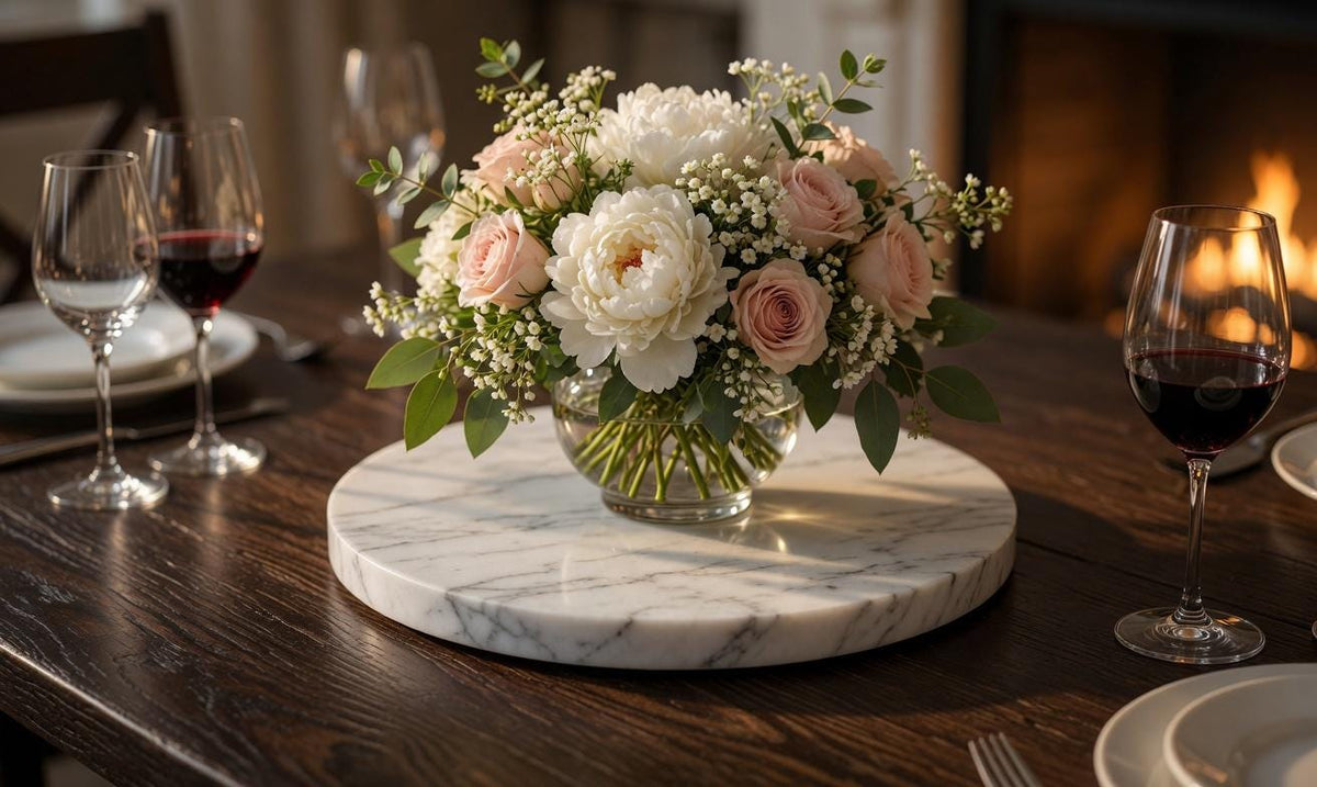 1" thick Chateau Carrara marble Trivets 6",7",8",9",10",11",12",13",14",15",16" available in a variety of shapes