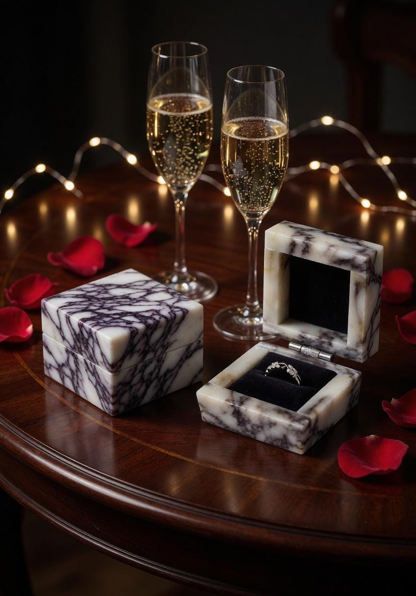 Amaretto Viola Purple White Ring Box a beautiful box perfect for a proposal or display a perfect keepsake that will be treasure forever