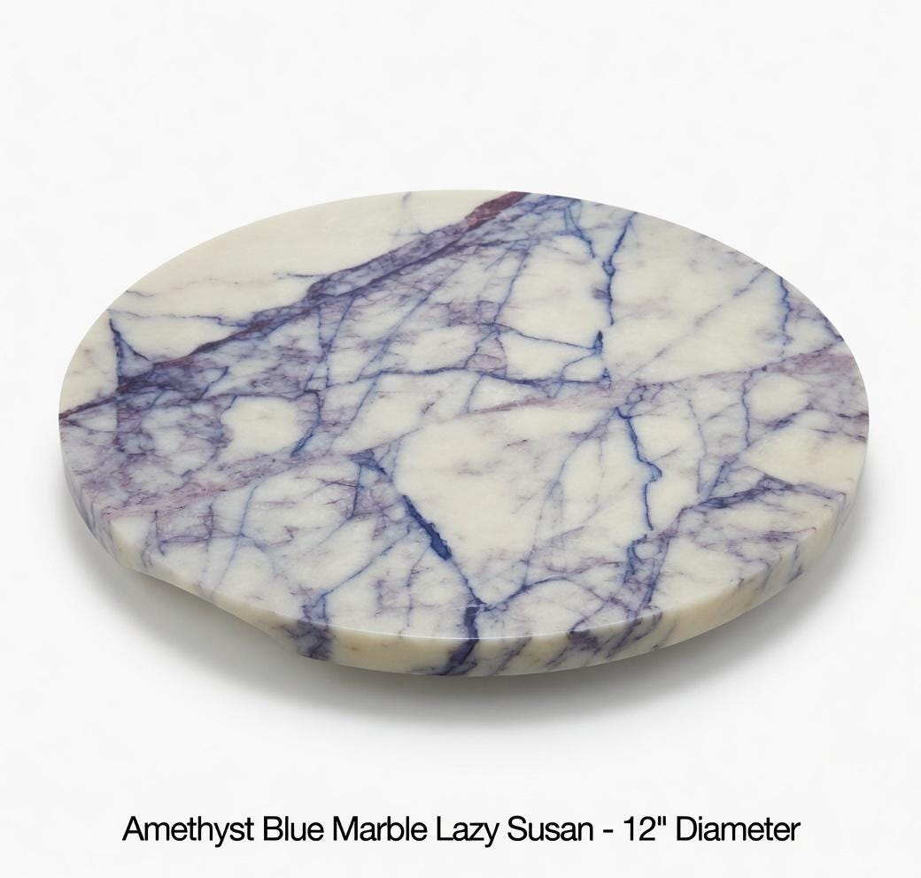 Amethyst Blue Marble Lazy Susan 12" diameter  perfect for an elegant addition for your table FREE SHIPPING.