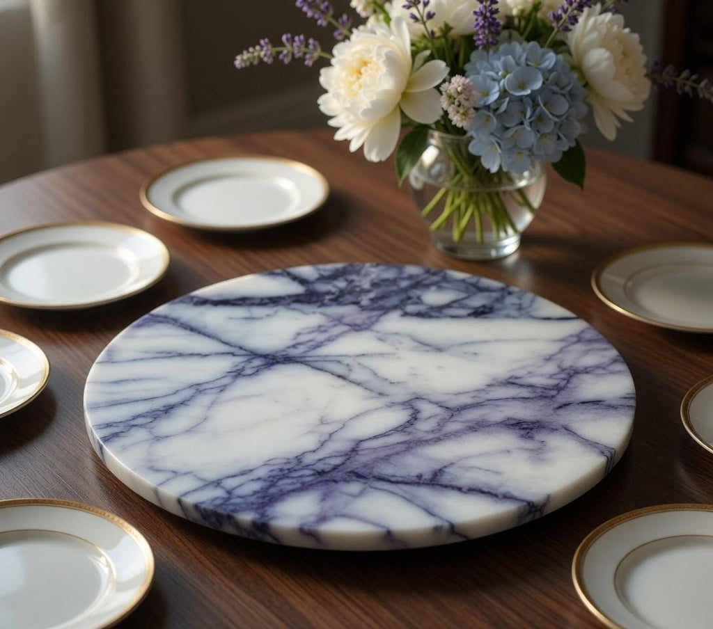 Amethyst Blue Marble Lazy Susan 12" diameter  perfect for an elegant addition for your table FREE SHIPPING.
