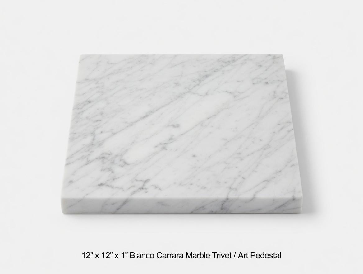 1" thick Bianco Carrara marble Squares 6",7",8",9",10",11",12",13",14",15",16" available, Trivets,  Art Pedestals. Free Shipping.