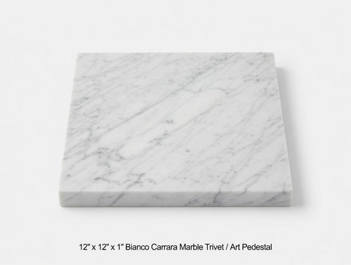 1" thick Bianco Carrara marble Squares 6",7",8",9",10",11",12",13",14",15",16" available, Trivets,  Art Pedestals. Free Shipping.