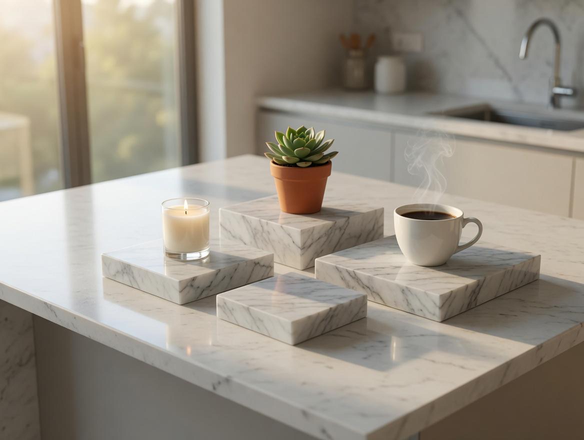 1" thick Bianco Carrara marble Squares 6",7",8",9",10",11",12",13",14",15",16" available, Trivets,  Art Pedestals. Free Shipping.