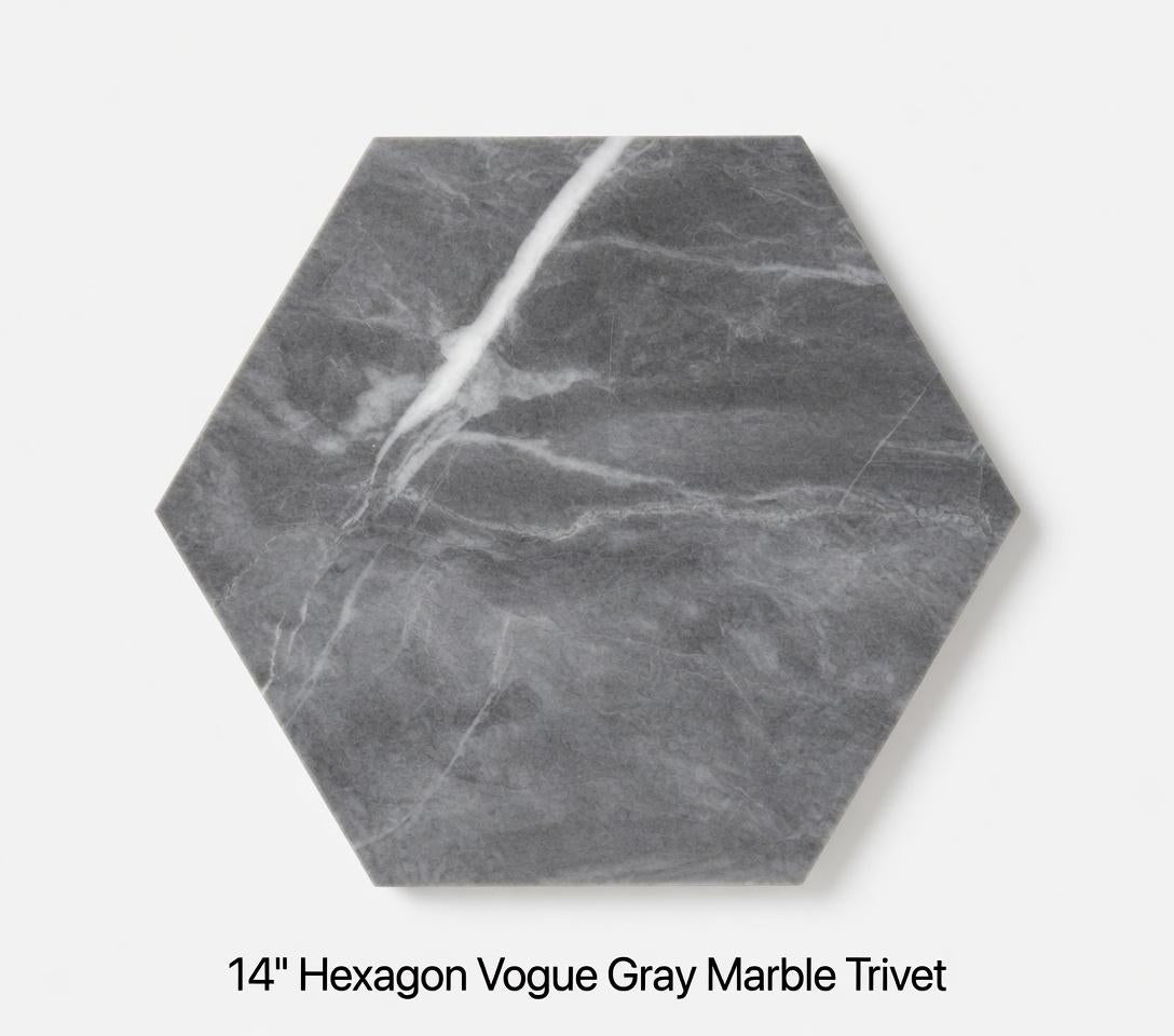 Vogue Gray Marble Hexagon Handmade Tray/Trivet Available in various sizes 6" to 18" perfect centerpiece Free Shipping