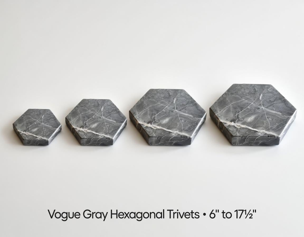 Vogue Gray Marble Hexagon Handmade Tray/Trivet Available in various sizes 6" to 18" perfect centerpiece Free Shipping