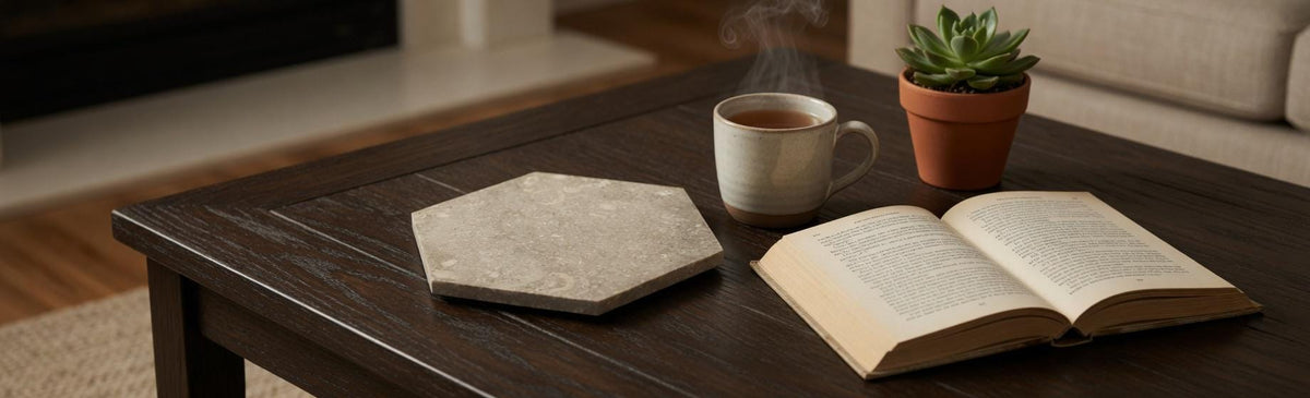 Handmade Seagrass Limestone Hexagon  Tray/Trivet Available in various sizes 6" to 12" perfect centerpiece Free Shipping
