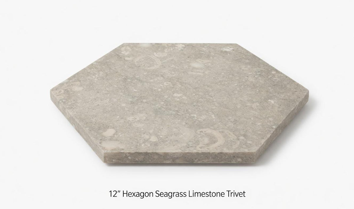 Handmade Seagrass Limestone Hexagon  Tray/Trivet Available in various sizes 6" to 12" perfect centerpiece Free Shipping