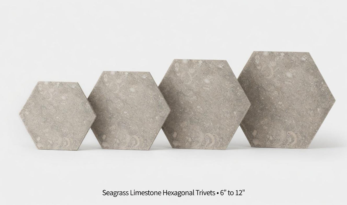Handmade Seagrass Limestone Hexagon  Tray/Trivet Available in various sizes 6" to 12" perfect centerpiece Free Shipping