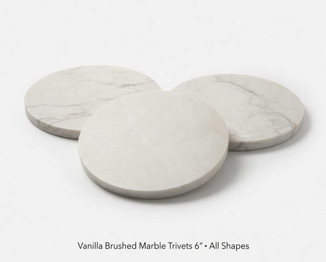 Handmade Vanilla Brushed Marble Trivet, Hot Plate, 6 Inch