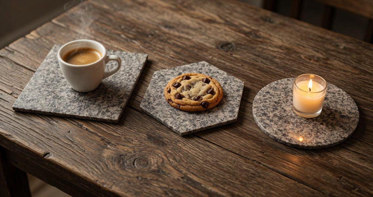 Beige Mara Granite Trivets,  Hot plate. Perfect to protect your table from hot pots 6" circle, also square, and hexagon. Free Shipping