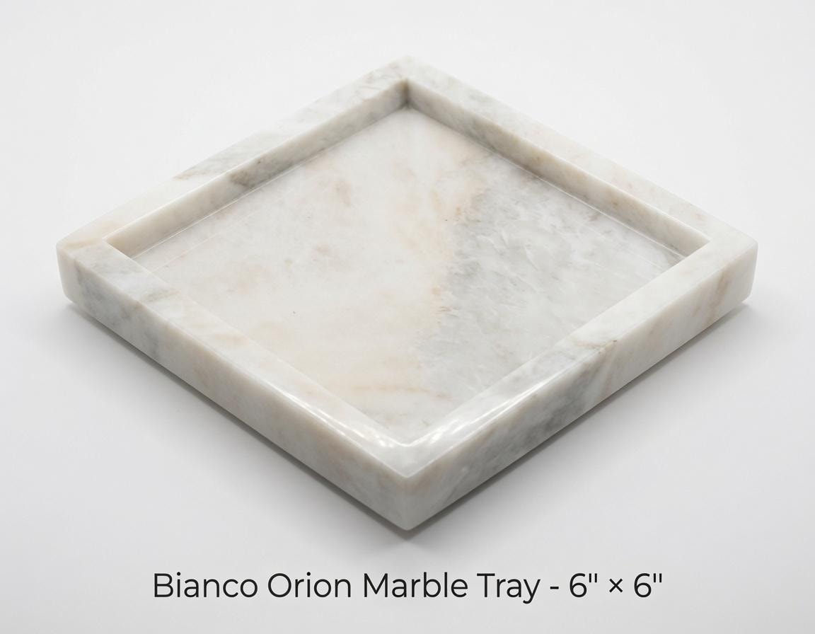 Handmade Bianco Orion Tray 6" × 6" height 1", perfect for your nightstand, bathroom, or change tray beautiful decor
