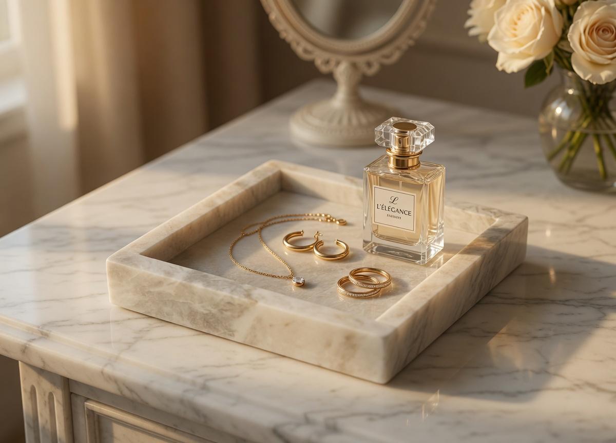 Handmade Bianco Orion Tray 6" × 6" height 1", perfect for your nightstand, bathroom, or change tray beautiful decor