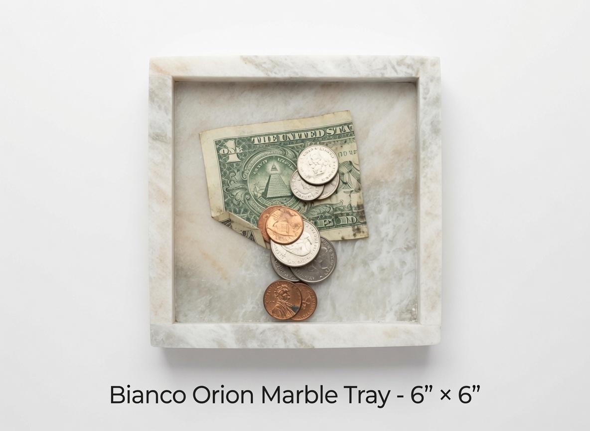 Handmade Bianco Orion Tray 6" × 6" height 1", perfect for your nightstand, bathroom, or change tray beautiful decor