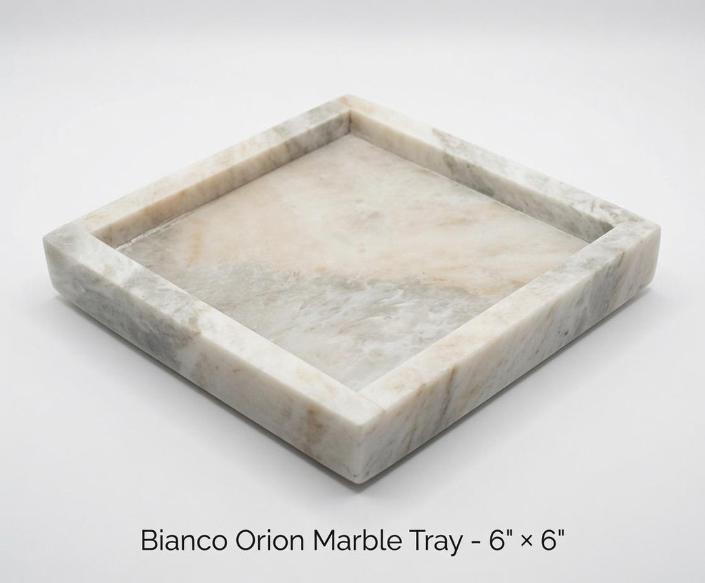 Handmade Bianco Orion Tray 6" × 6" height 1", perfect for your nightstand, bathroom, or change tray beautiful decor