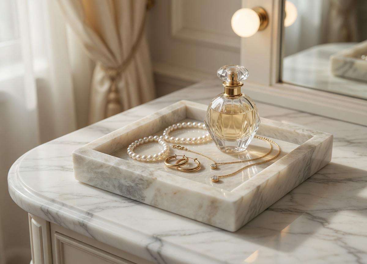 Handmade Bianco Orion Tray 6" × 6" height 1", perfect for your nightstand, bathroom, or change tray beautiful decor