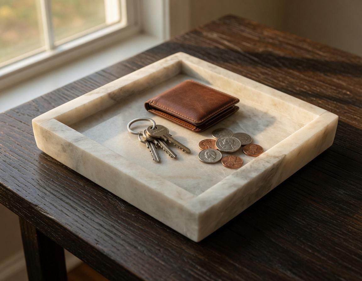 Handmade Bianco Orion Tray 6" × 6" height 1", perfect for your nightstand, bathroom, or change tray beautiful decor