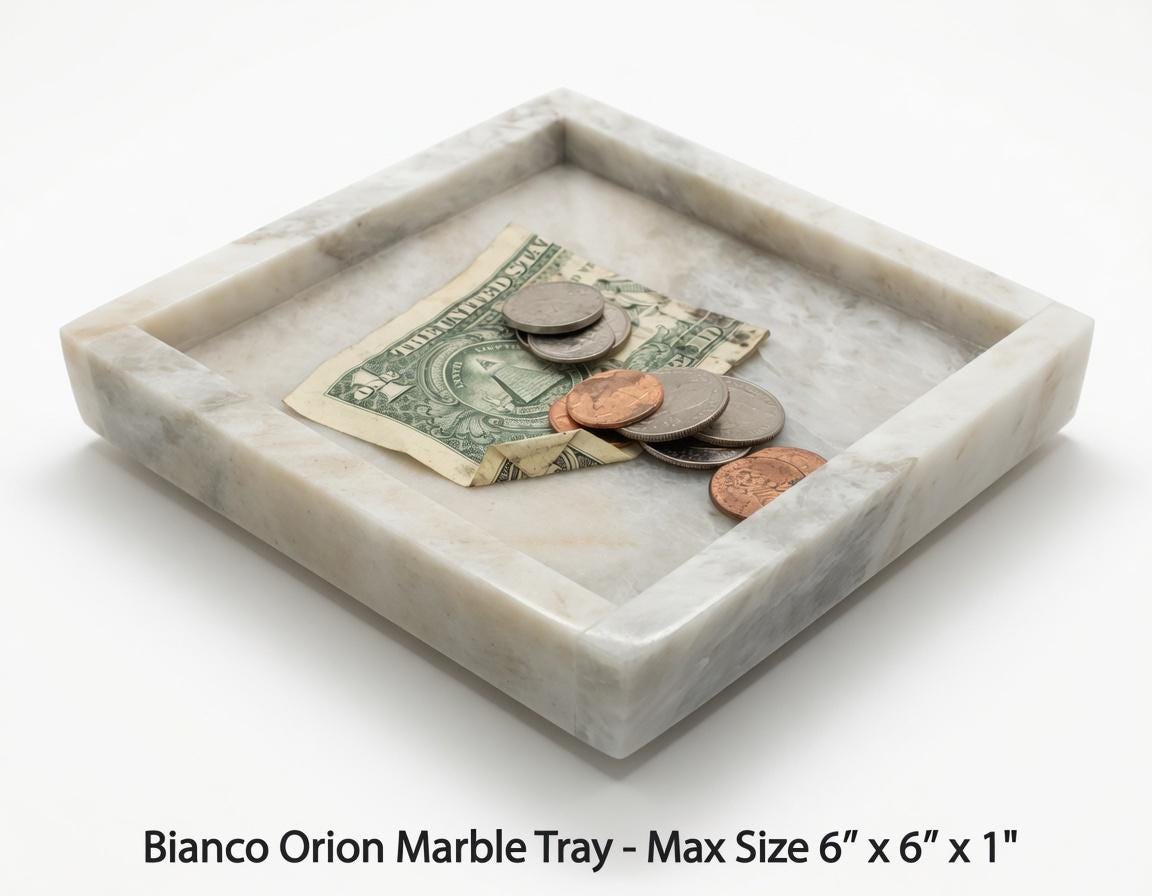 Handmade Bianco Orion Tray 6" × 6" height 1", perfect for your nightstand, bathroom, or change tray beautiful decor