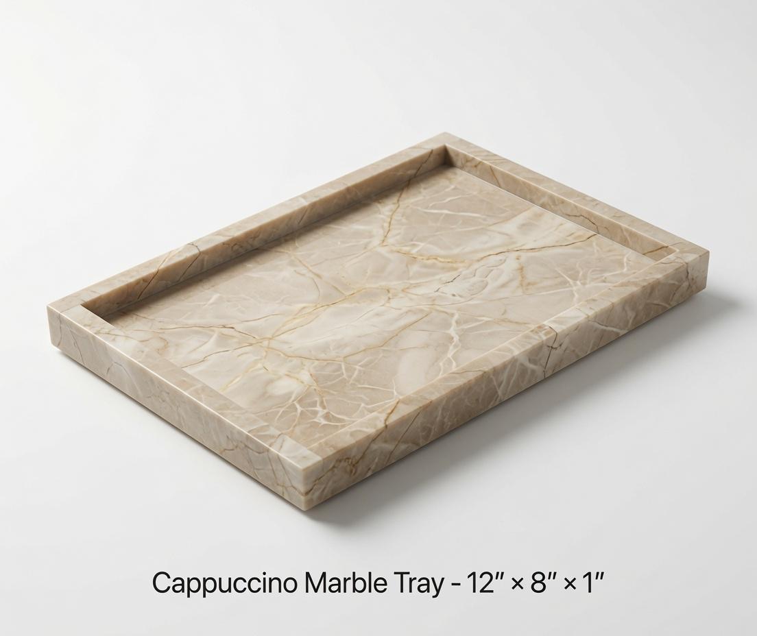 Handmade Cappuccino Marble Marble Tray 12" × 8" x 1"(height), Free Shipping Beautiful perfect for a housewarming gift serving tray