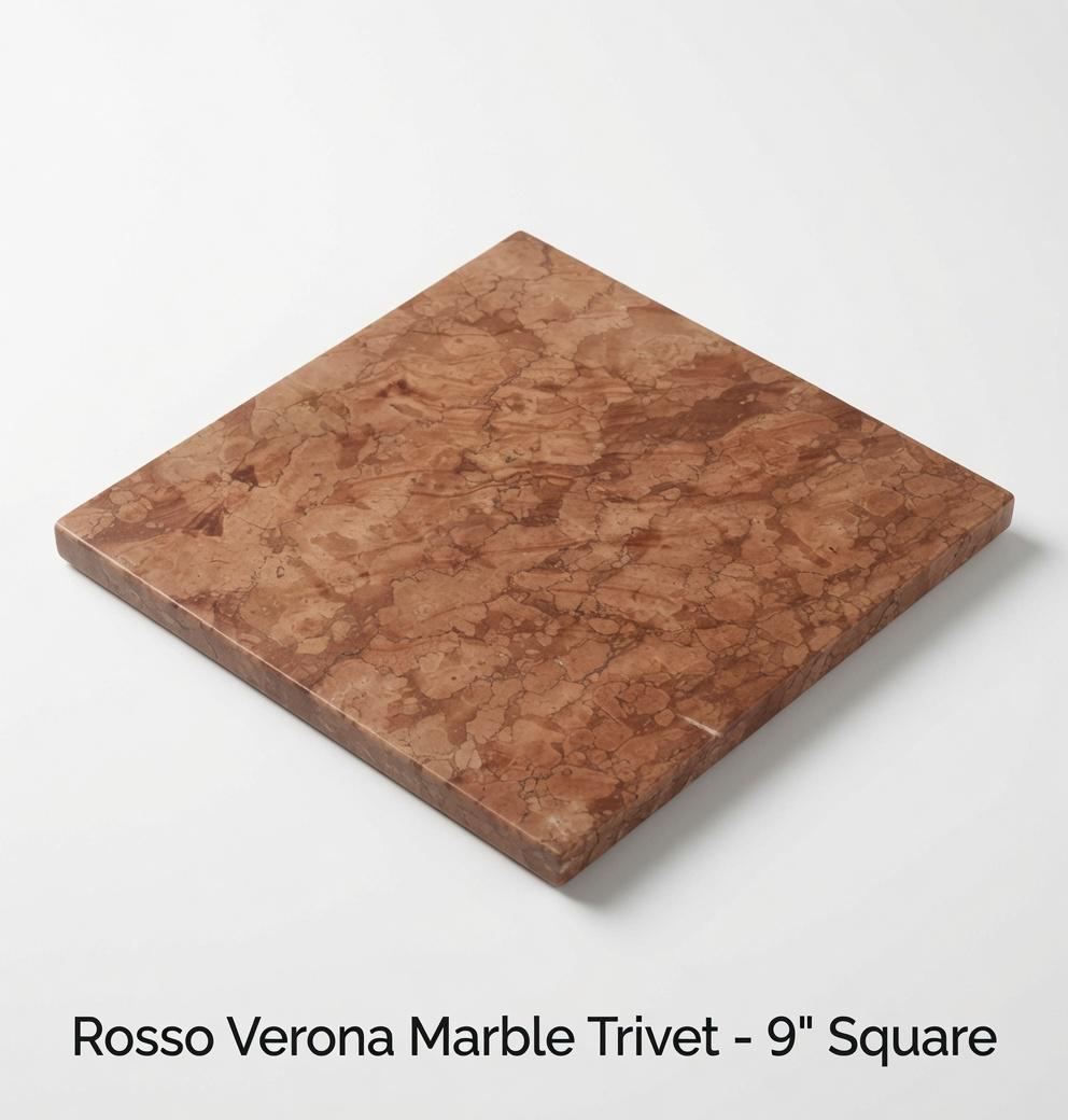 Rosso Verona Marble Trivet, Italian Hot Plate, Circle Square Hexagon, 9 Inch beautiful elegant marble