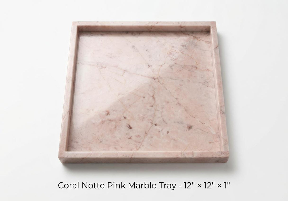Coral Notte Pink Tray, 12x12 Centerpiece Decor