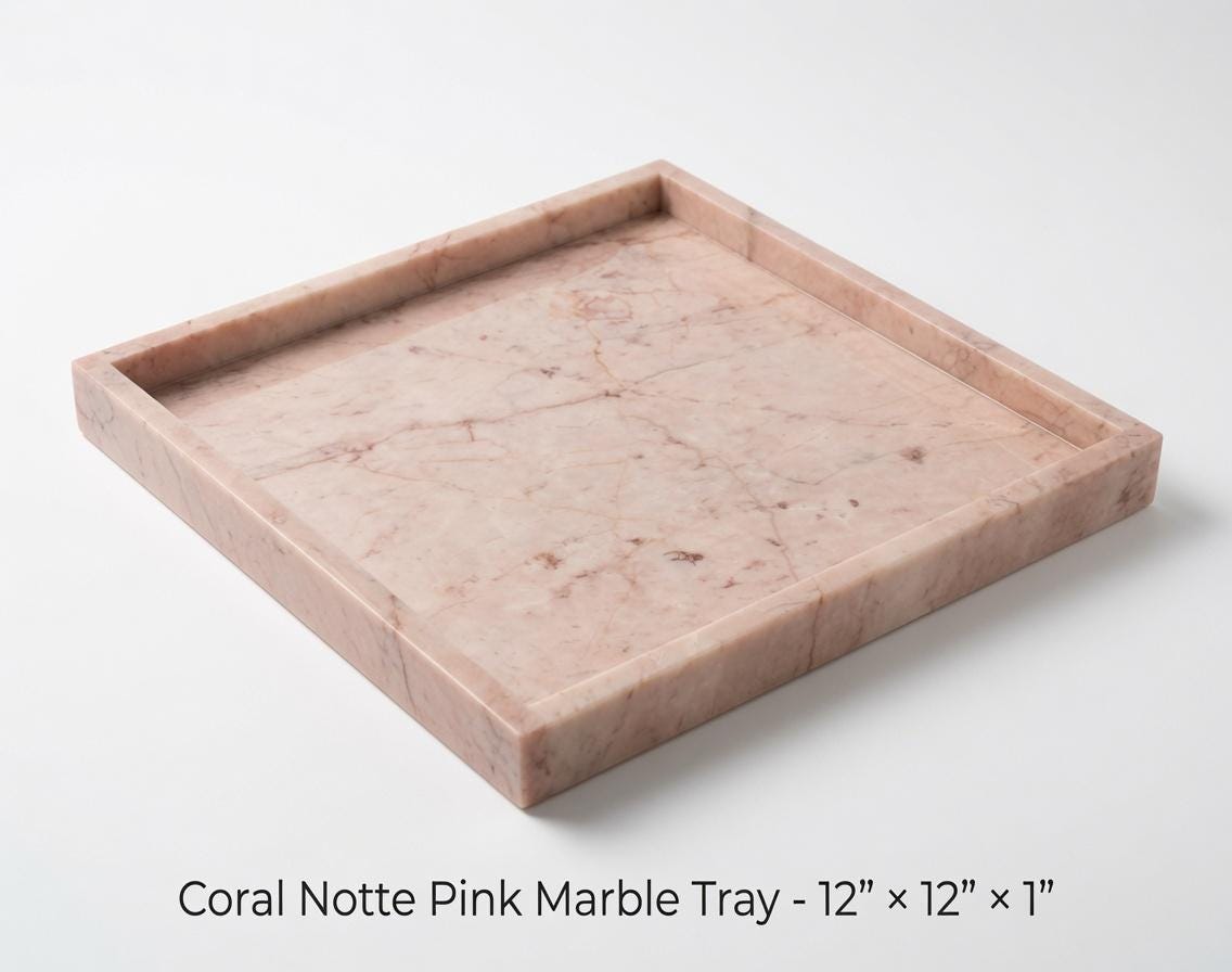 Coral Notte Pink Tray, 12x12 Centerpiece Decor