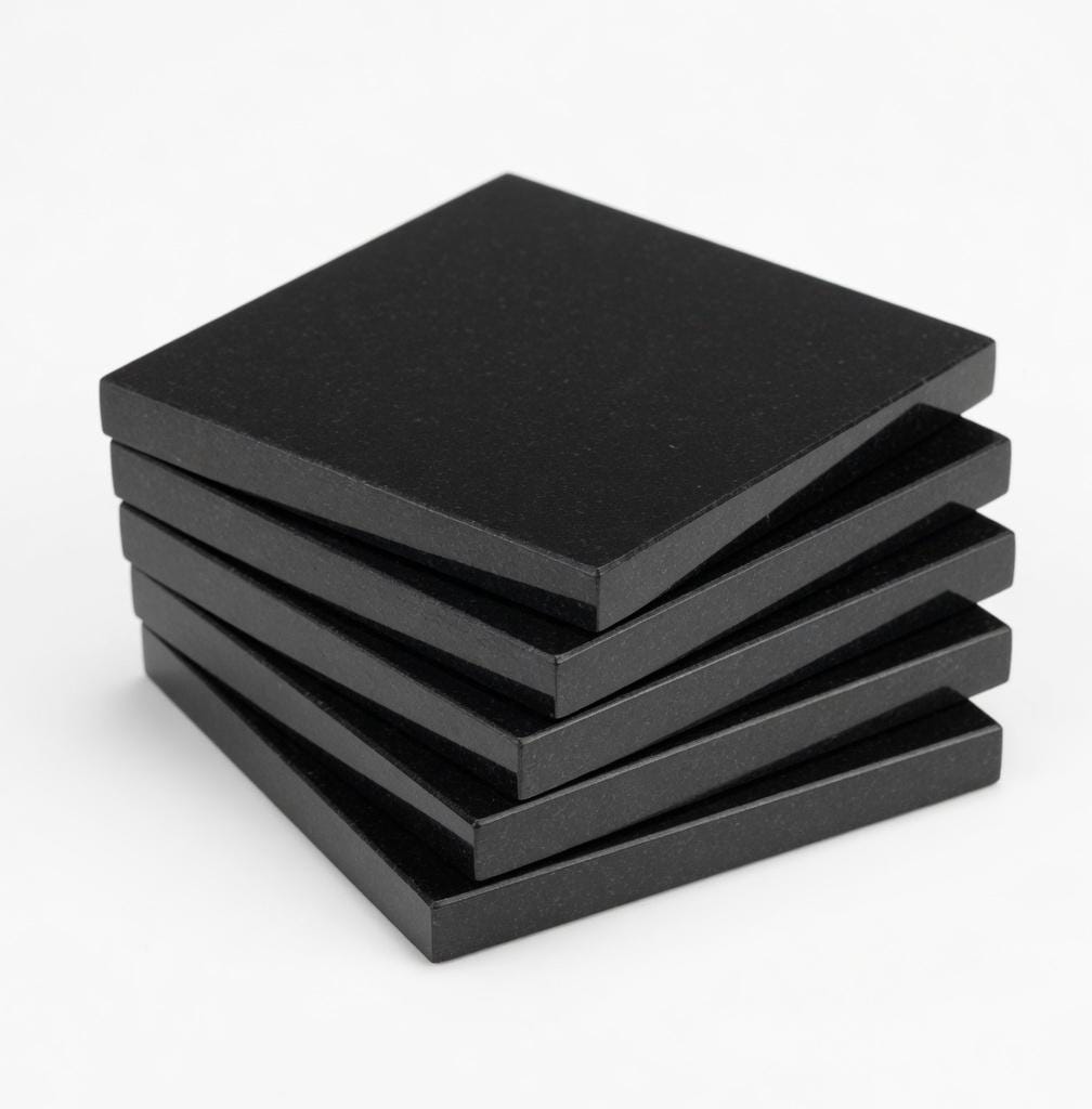 Handmade Absolute Black Granite Coasters, Set of 4