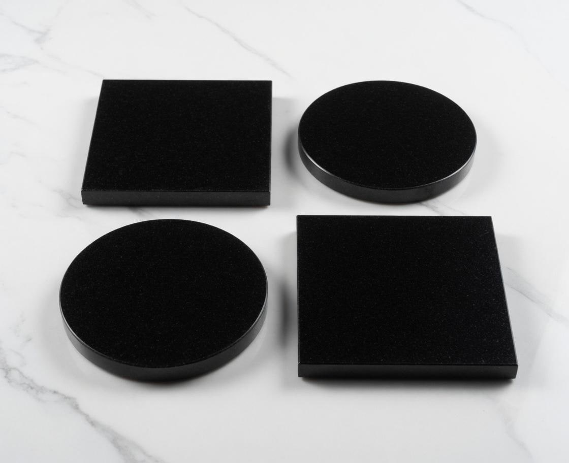 Handmade Absolute Black Granite Coasters, Set of 4