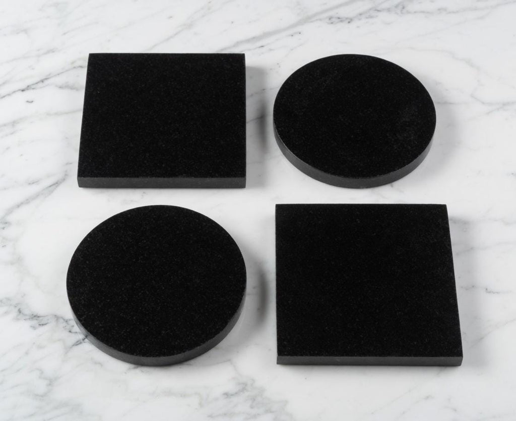 Handmade Absolute Black Granite Coasters, Set of 4