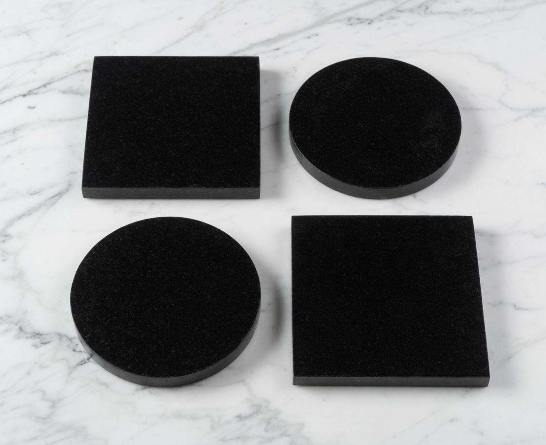 Handmade Absolute Black Granite Coasters, Set of 4