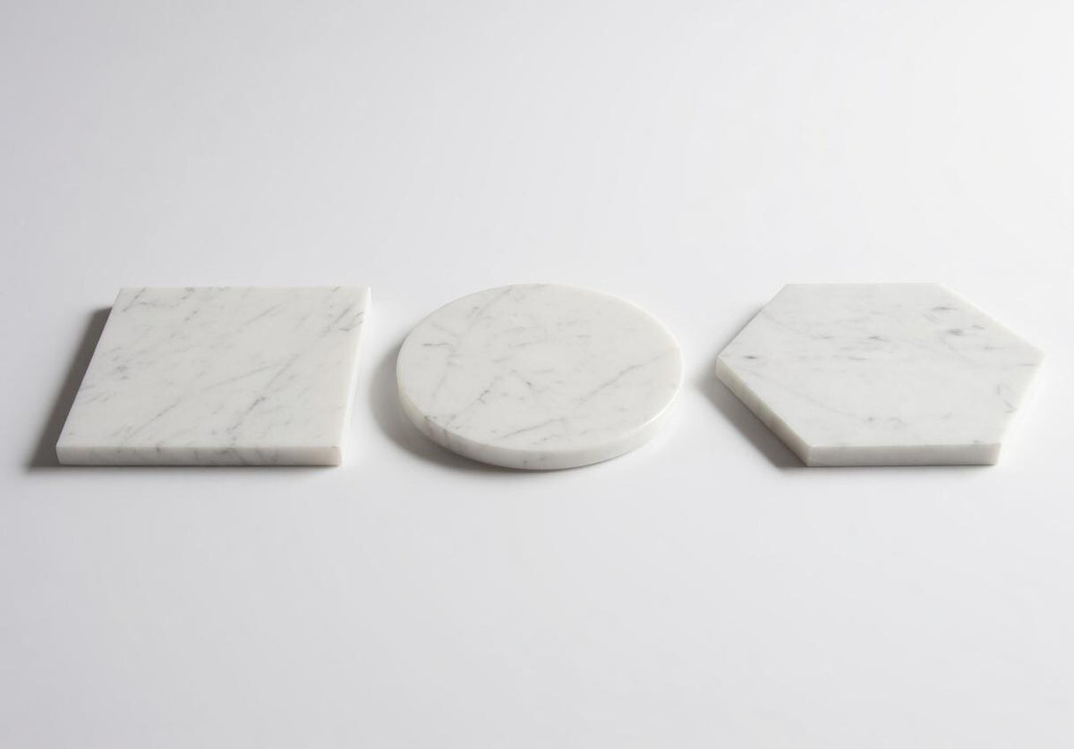 Handmade Bianco Carrara Marble,  Hot plate. Perfect to protect your table from hot pots and pans 9" available in 3 shapes.