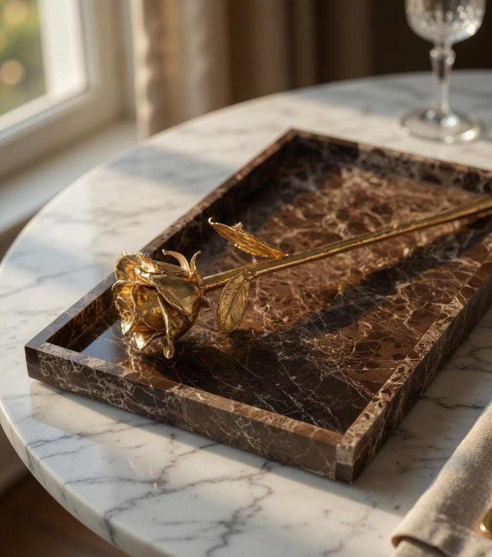 Emperador Dark Marble Tray 12" × 8" x 1"(height)Handmade, Free Shipping, Beautiful, Beautiful perfect for a housewarming gift. Centerpiece