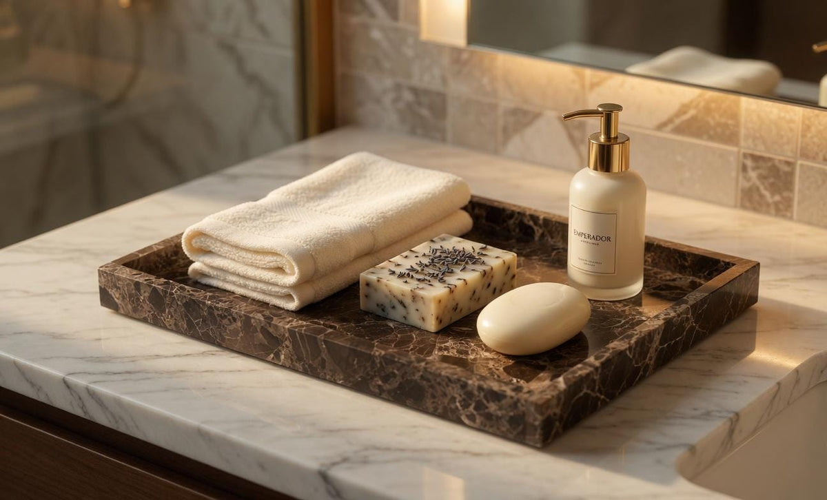 Emperador Dark Marble Tray 12" × 8" x 1"(height)Handmade, Free Shipping, Beautiful, Beautiful perfect for a housewarming gift. Centerpiece