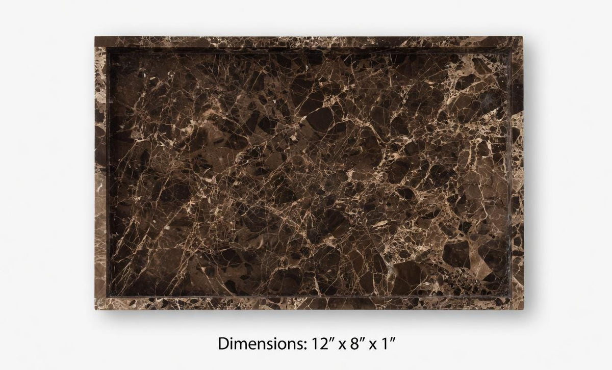Emperador Dark Marble Tray 12" × 8" x 1"(height)Handmade, Free Shipping, Beautiful, Beautiful perfect for a housewarming gift. Centerpiece