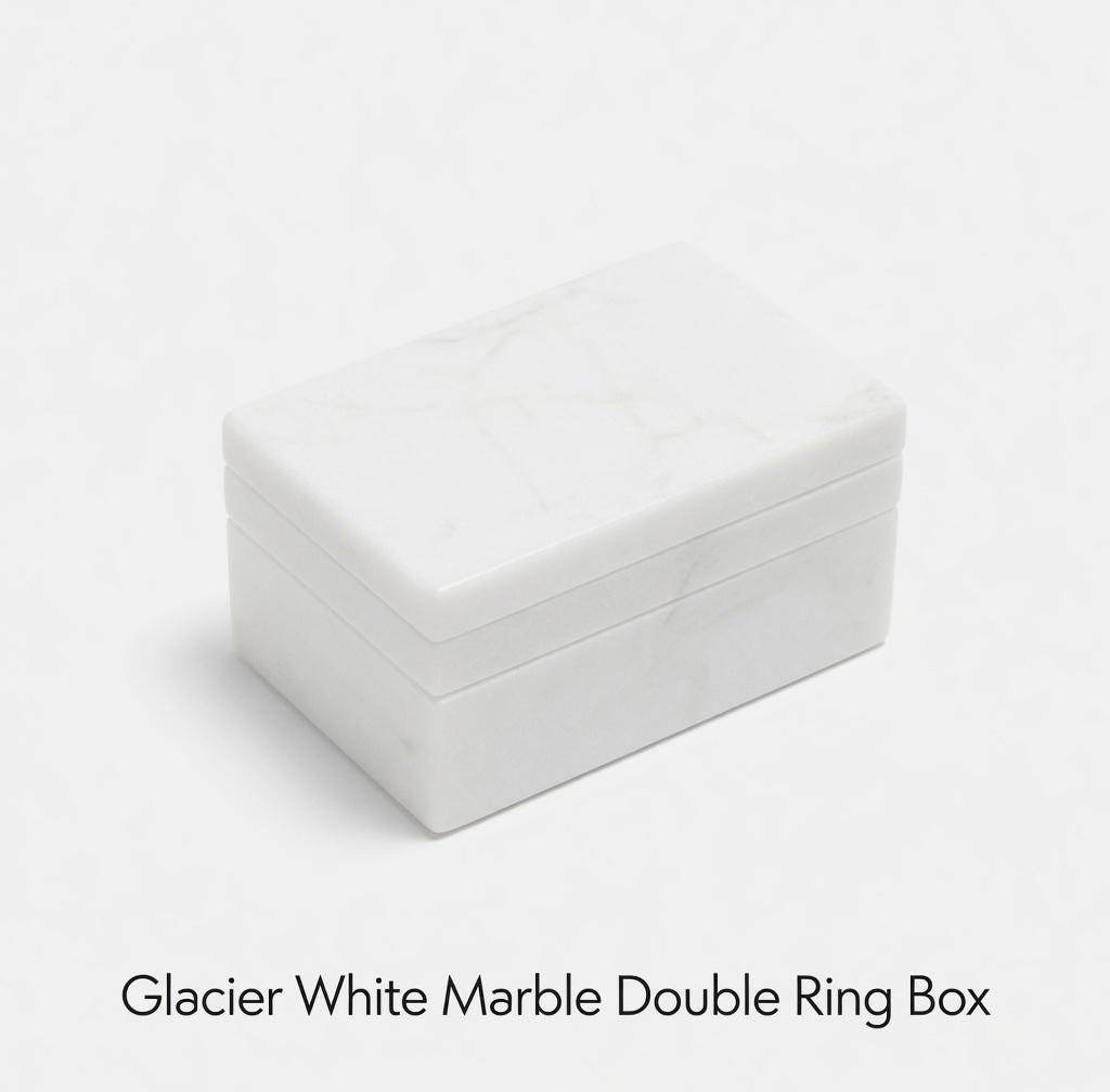 Glacier White Marble Double Ring Box a beautiful box perfect for a proposal or display a perfect keepsake that will be treasure forever