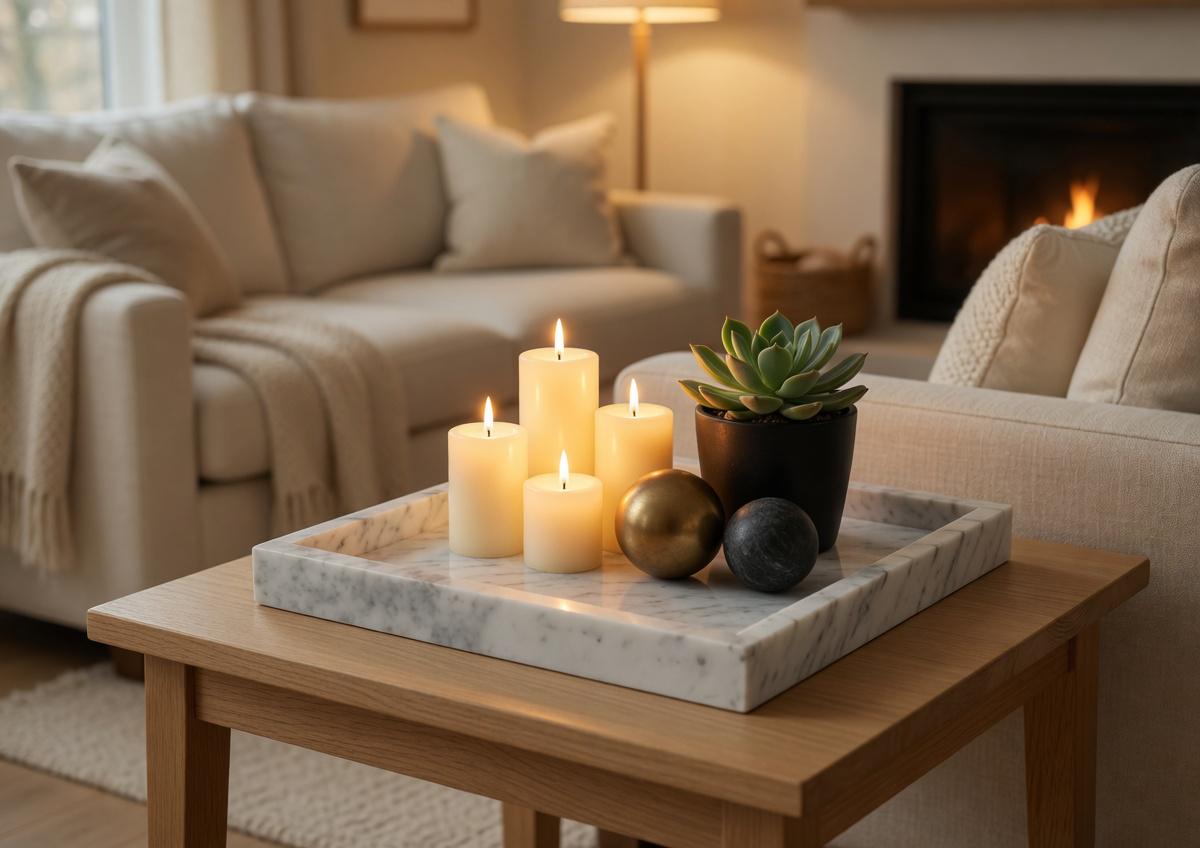 Handmade Bianco Carrara Marble Tray, Table Centerpiece (12"x12")