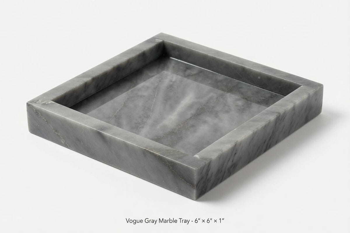 Handmade Vogue Gray Marble Tray 6" × 6" height 1", perfect for your nightstand, bathroom, or I use them as trinket tray.