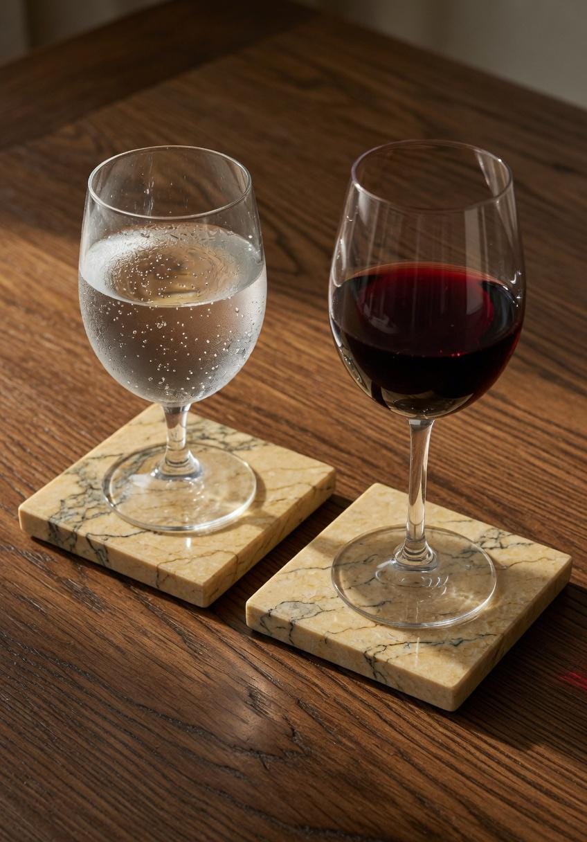 Handmade Golden Cream Limestone Coasters, Set of 4