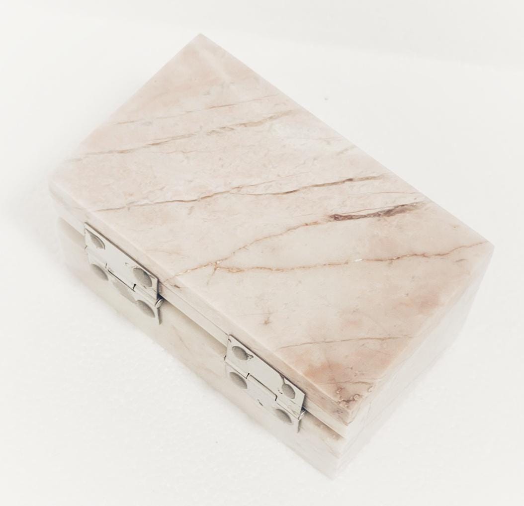 Coral Notte Marble Double Ring Box, Engagement Ring Keepsake
