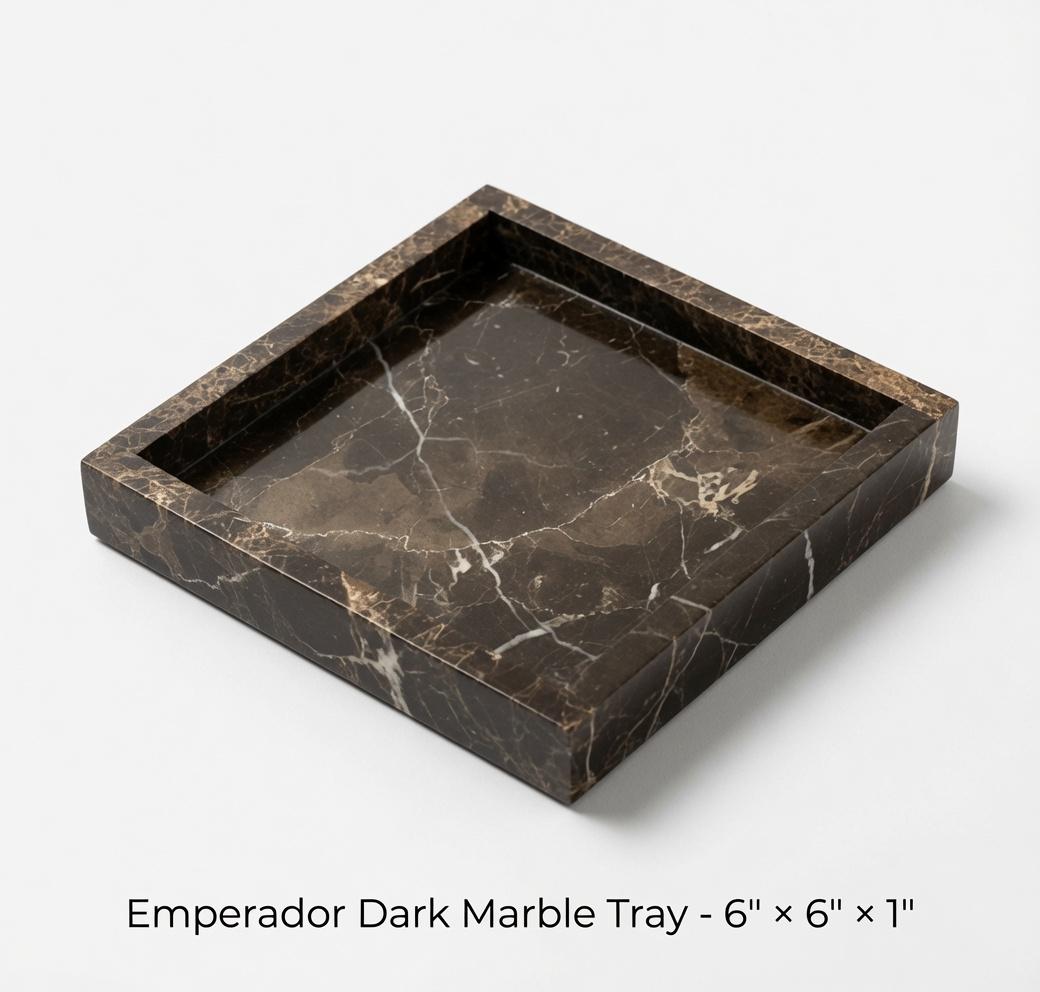 Handmade Emperador Dark Marble Tray, Home Decor (6x6x1) perfect for a catch all tray