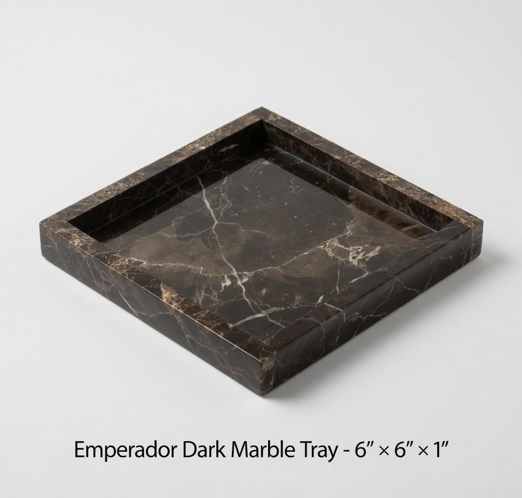 Handmade Emperador Dark Marble Tray, Home Decor (6x6x1) perfect for a catch all tray
