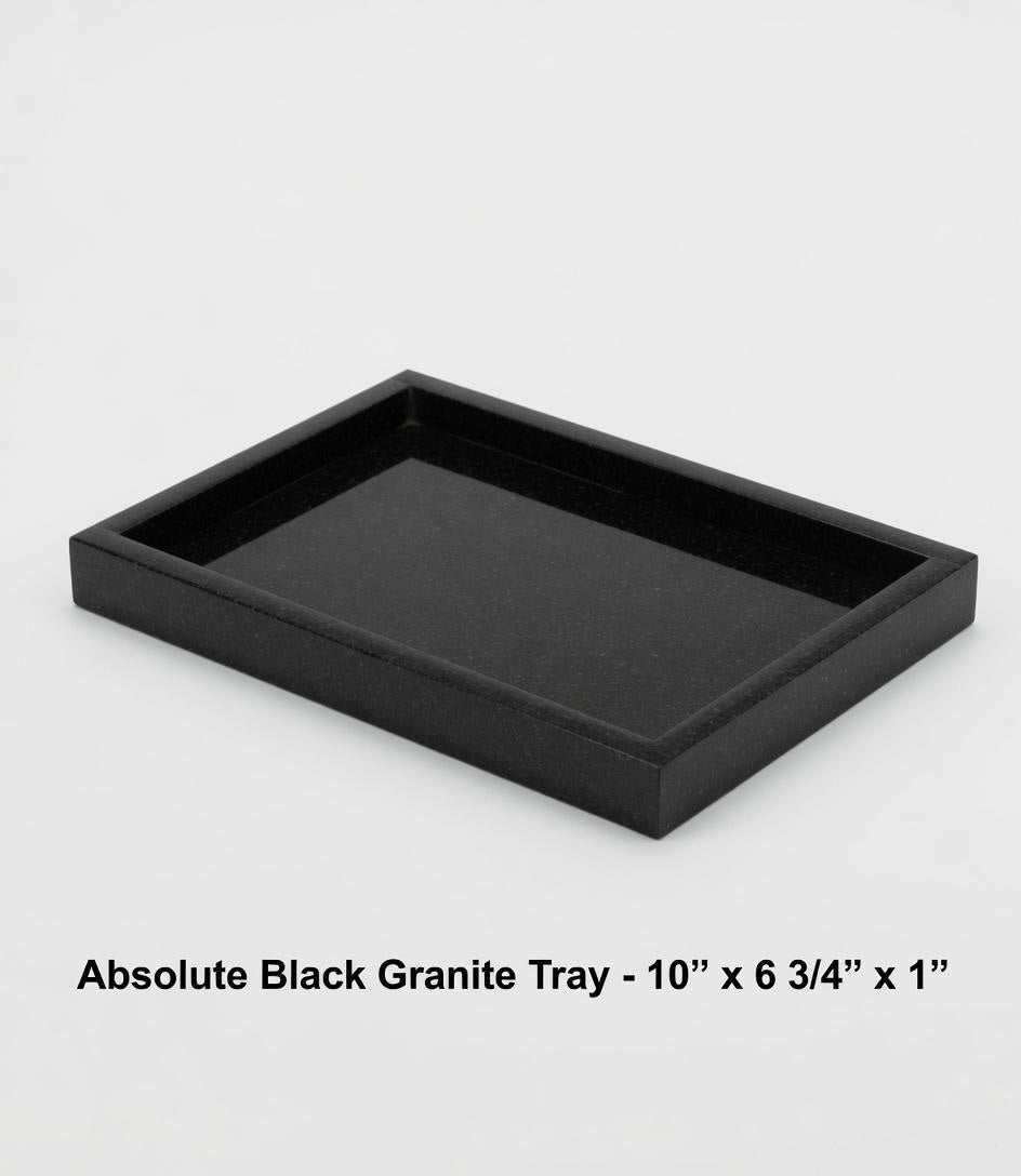 Handmade Absolute Black Granite Tray, Housewarming Gift 10"×6 3/4" height 1"